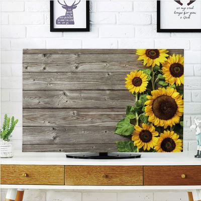 AMAPARK TV Dust Cover, 55 Inch Sunflowers Polyester Microfiber Cloth Easy to Cover Your TV Style-1665