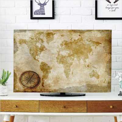AMAPARK Indoor TV Dust Cover, Cover 32 Inch Old World Map Quality Waterproof Polyester Protect Your TV Style-1531