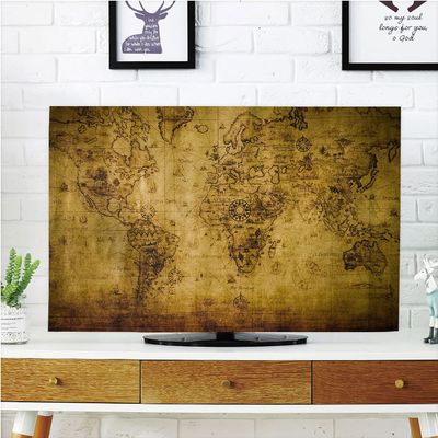 AMAPARK Indoor TV Dust Cover, Cover 50/52 Inch Old World Map Quality Waterproof Polyester Protect Your TV Style-1559