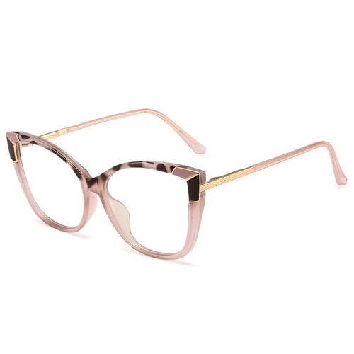 bullabulling Stylish Floral Cat Eye Reading Glasses For Women Oversized Frame Blue Light Blocking (pink, 3, multiplier_x)