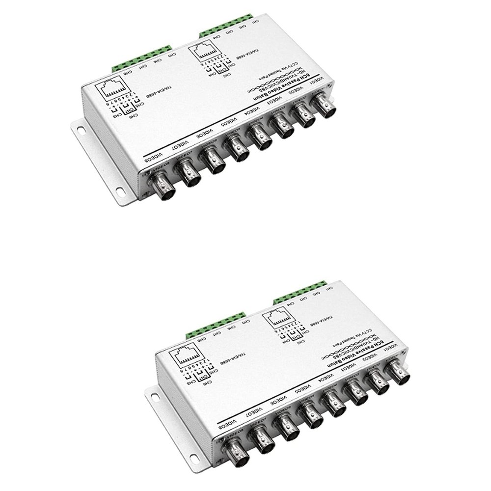 Nicfaky 2X 8- UTP 720P/1080P HD Passive Video Balun Transceiver,BNC to Cat5/5E/6 RJ45(T568B) UTP Cable Converter Video