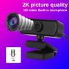 ASHATA 4K Webcam, 2K Video, 2560 x 1440 Resolution, Built-in Microphone, Auto Focus, Plug and Play, Black view 2