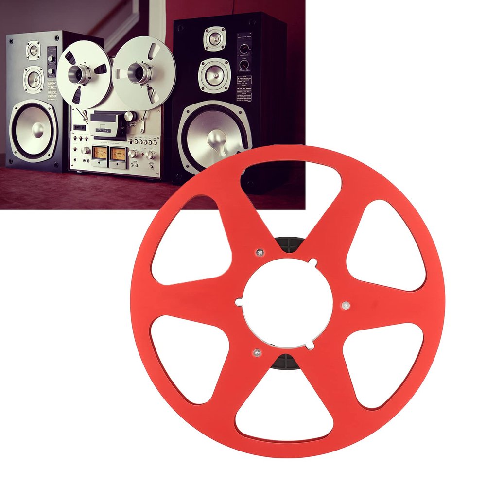 1/4 10 Inch Empty Tape Reel Aluminum Alloy Reel Tape Recorder Accessory Empty Disc Opening Machine Parts for Nab, Tape Reel to Reel Recorder (Red)