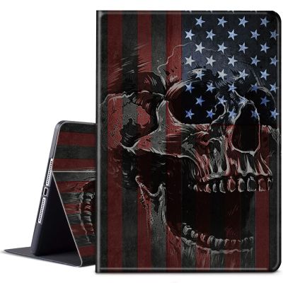 BPQOJB for Kindle Paperwhite 11th Gen 2021 6.8 inch Case - Signature Edition with Adjustable Stand & Auto Wake/Sleep - American Flag & Skull
