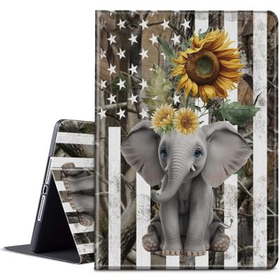 BPQOJB for Kindle Paperwhite 11th Generation 6.8 inch for Kindle Paperwhite Signature Edition with Adjustable Stand & Auto Wake/Sleep Smart Protect Cover - American Flag Elephant Sunflower