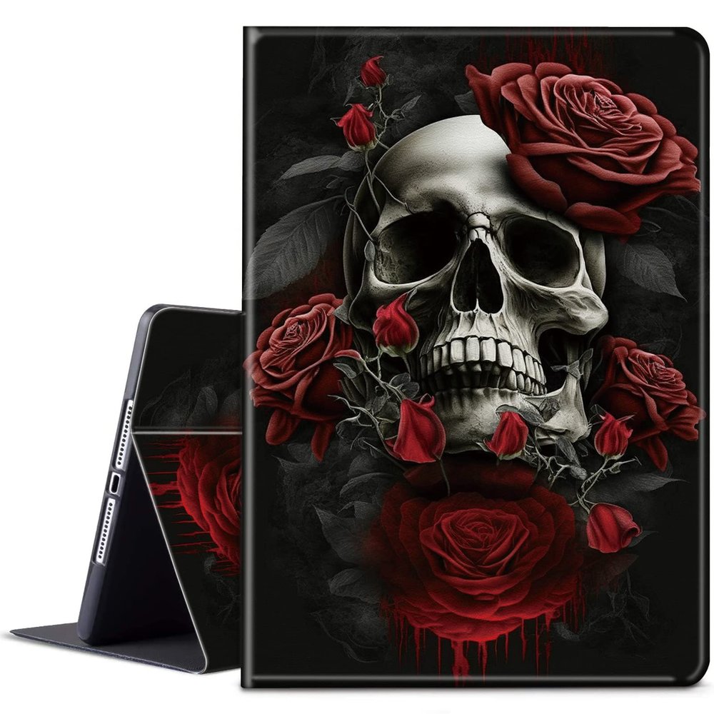 BPQOJB for Kindle Paperwhite Case - 10th Gen 2018, 6 Inch, Auto Wake/Sleep, Red Rose Skull