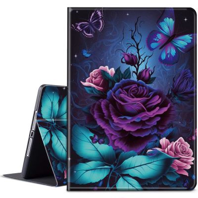BPQOJB for Kindle Paperwhite 11th Generation 6.8 inch for Kindle Paperwhite Signature Edition with Adjustable Stand & Auto Wake/Sleep Smart Protect Cover - Purple Rose and Blue Butterfly