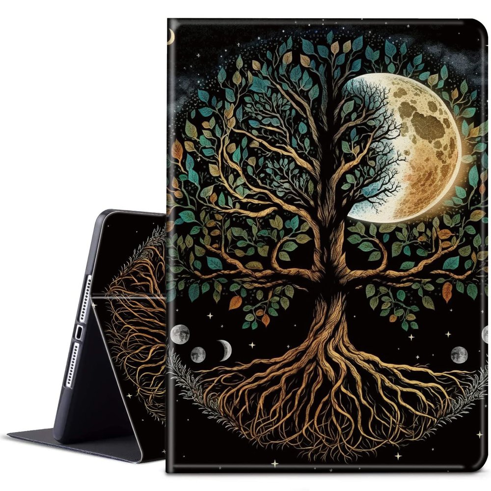 BPQOJB for Kindle Paperwhite 10th Gen 2018 6" E-Reader Case with Adjustable Stand & Auto Wake/Sleep - Tree Moon