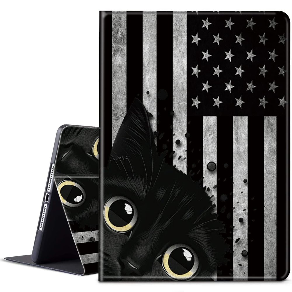 BPQOJB for Kindle Paperwhite Case - 10th Gen 2018, 6 Inch, Auto Wake/Sleep, American Flag Black Cat