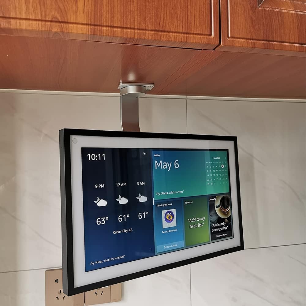 ATOPCAENRT Versatile Under-Cabinet Mount for Amazon Echo Show 15 - Save Space and Customize Viewing Angles Silver 026-02 SX