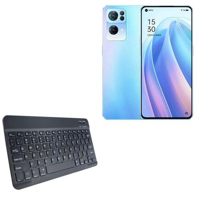 BoxWave Keyboard Compatible with Oppo Reno 7 Pro - SlimKeys Bluetooth Keyboard, Portable Thin with Chiclet-Style Keys - Jet Black