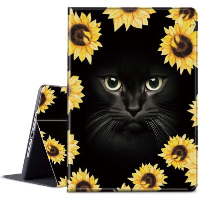 BPQOJB for Kindle Paperwhite Case - 10th Gen 2018, 6 Inch, Auto Wake/Sleep, Sunflower & Black Cat