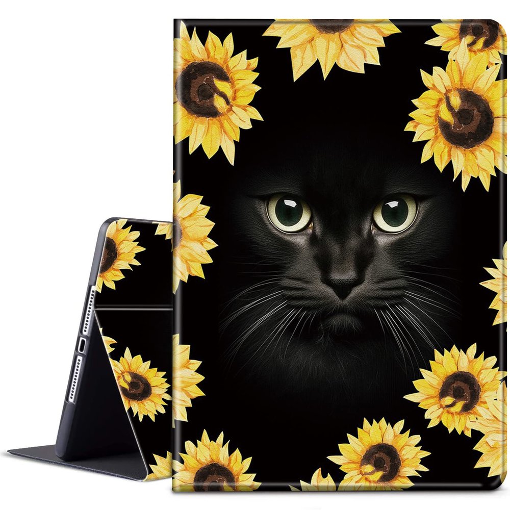 BPQOJB for Kindle Paperwhite Case - 10th Gen 2018, 6 Inch, Auto Wake/Sleep, Sunflower & Black Cat