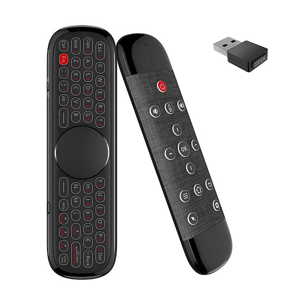 Upgrade W2 Pro Air Mouse Universal TV Remote, 2.4G 3-in-1 Mini Wireless Keyboard With Touchpad for Smart TV - Black