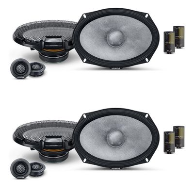 Alpine R2 Speaker Bundle -Two Pairs of R2-S69C 6x9 R-Series High-Resolution 2-Way Component Speakers