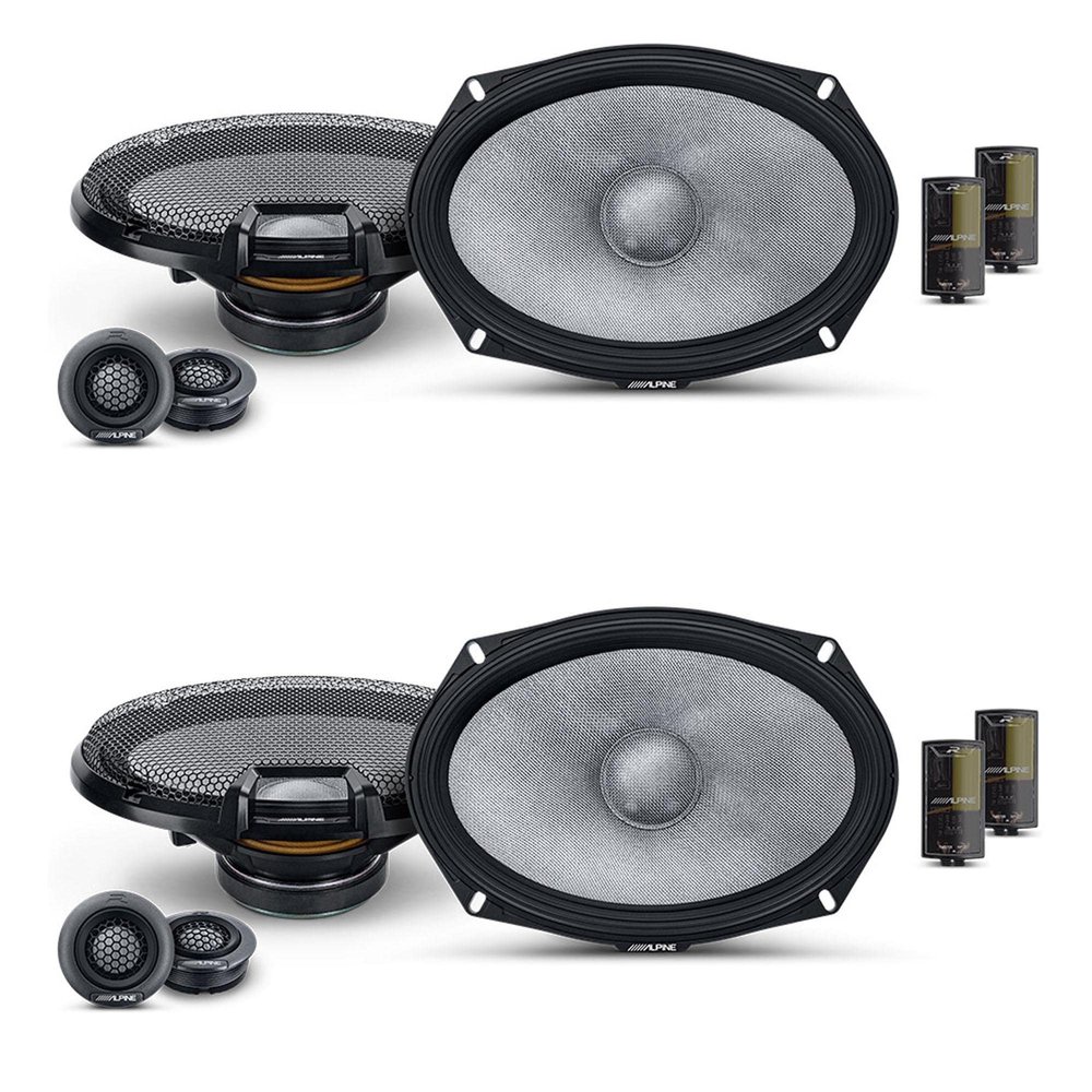 Alpine R2 Speaker Bundle -Two Pairs of R2-S69C 6x9 R-Series High-Resolution 2-Way Component Speakers