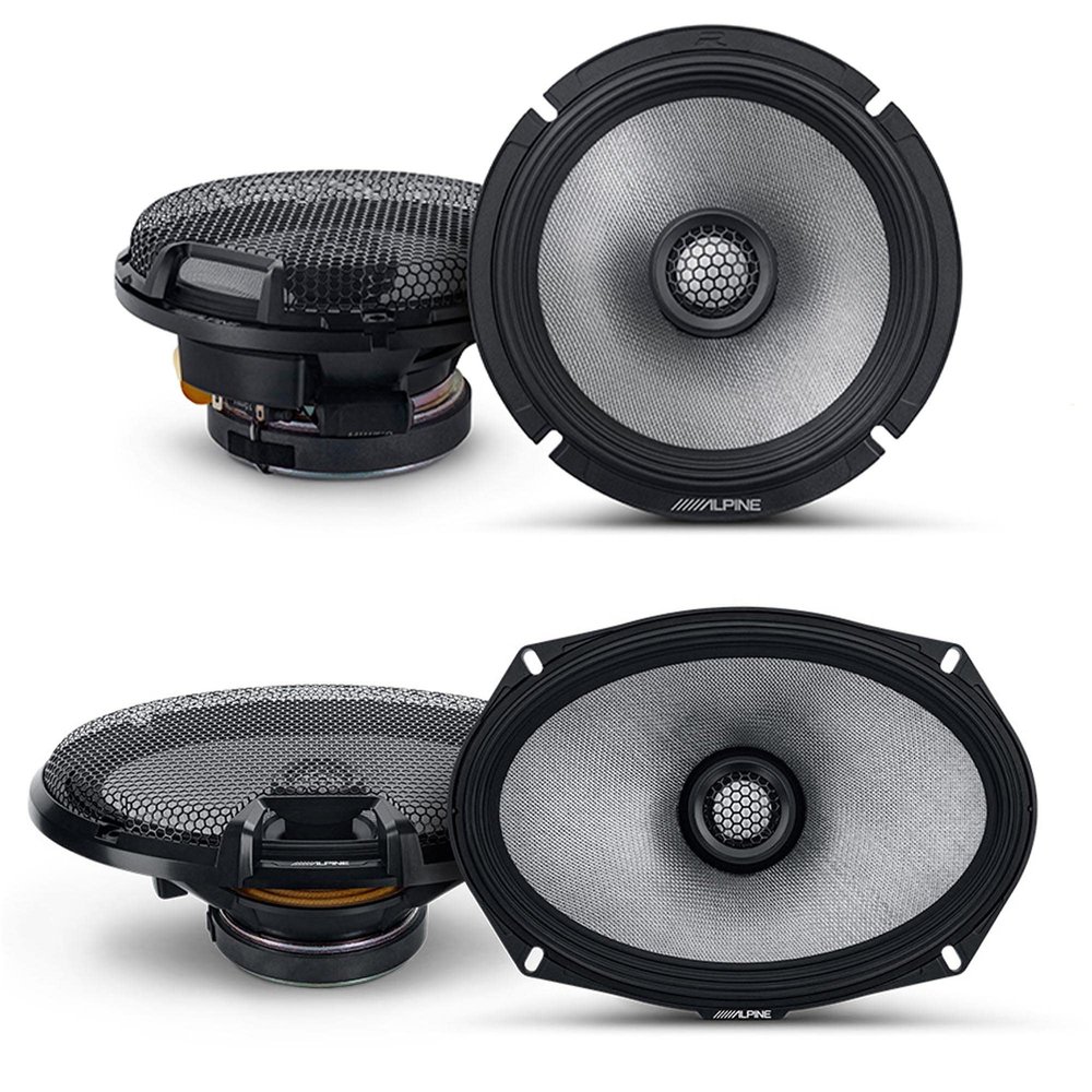 Alpine 6.5" & 6x9 R2 High-Resolution Speaker Bundle - A Pair of R2-S69 2-Way Coaxial Speakers & a Pair of R2-S65 6.5" Coaxial Speakers