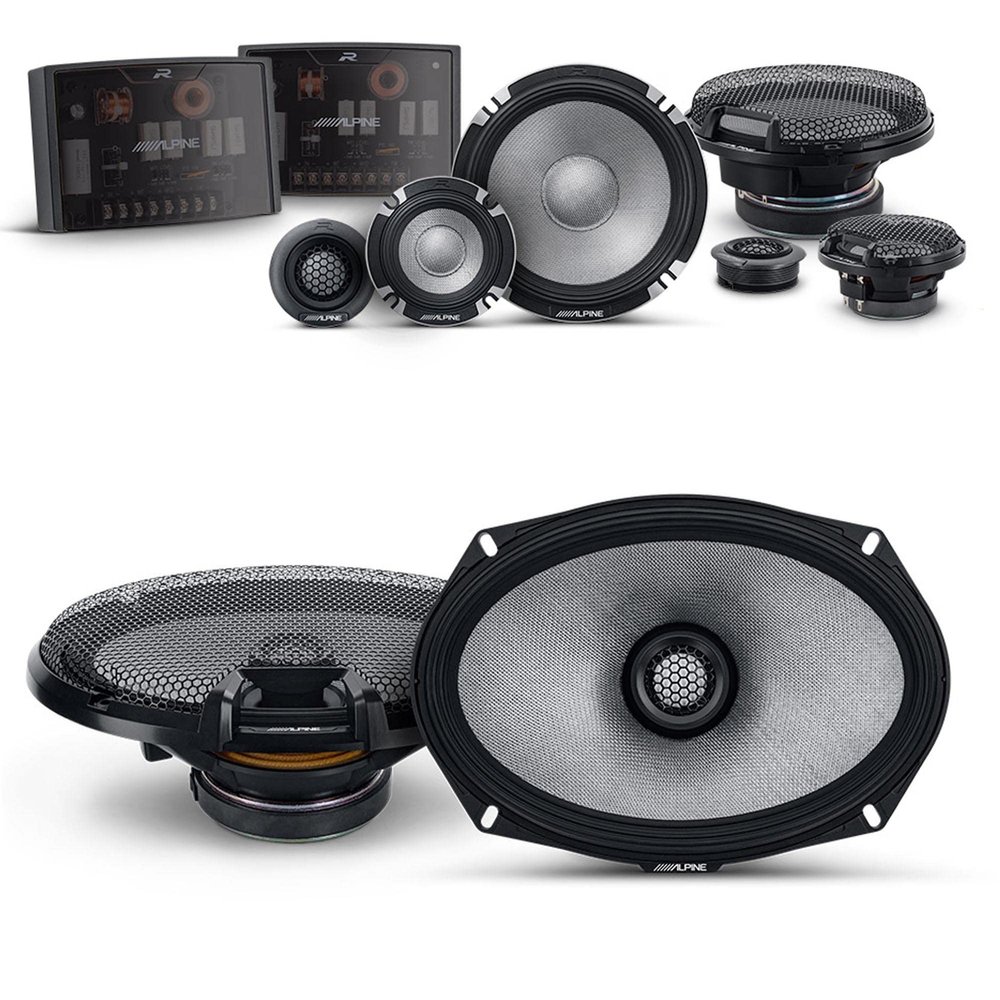 Alpine 6.5" & 6x9 R2 High-Resolution Speaker Bundle - A Pair of R2-S6533-Way Component Speakers & a Pair of R2-S69 6x9 Coaxial Speakers