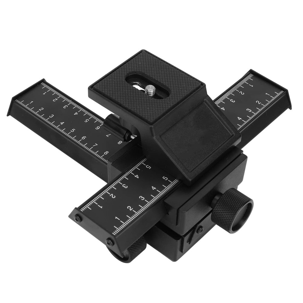 4Way Macro Focusing Rail Slider, 1/4inch Thread for Macro Photography and Close Up Both Double Tracks are 3.9in, Compatible with DSLR Mirrorless Camera