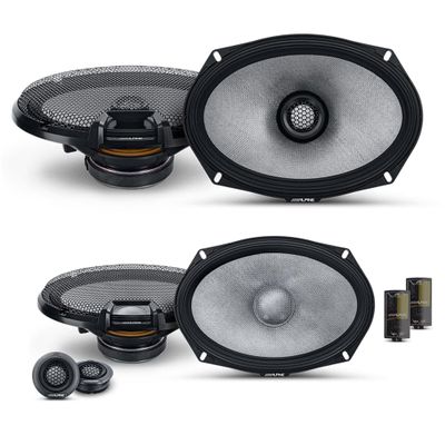 Alpine 6x9 R2 High-Resolution Speaker Bundle - A Pair of R2-S69C 2-Way Component Speakers & a Pair of R2-S69 6x9 Coaxial Speakers