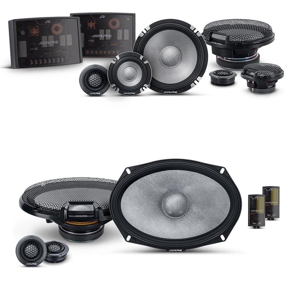 Alpine 6.5" & 6x9 R2 High-Resolution Speaker Bundle - A Pair of R2-S6533-Way Component Speakers & a Pair of R2-S69C 6x9 Component Speakers