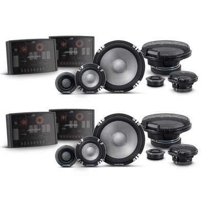 Alpine R2 Speaker Bundle - Two Pairs of R2-S653 6.5" R-Series Pro High-Resolution 3-Way Component Speakers