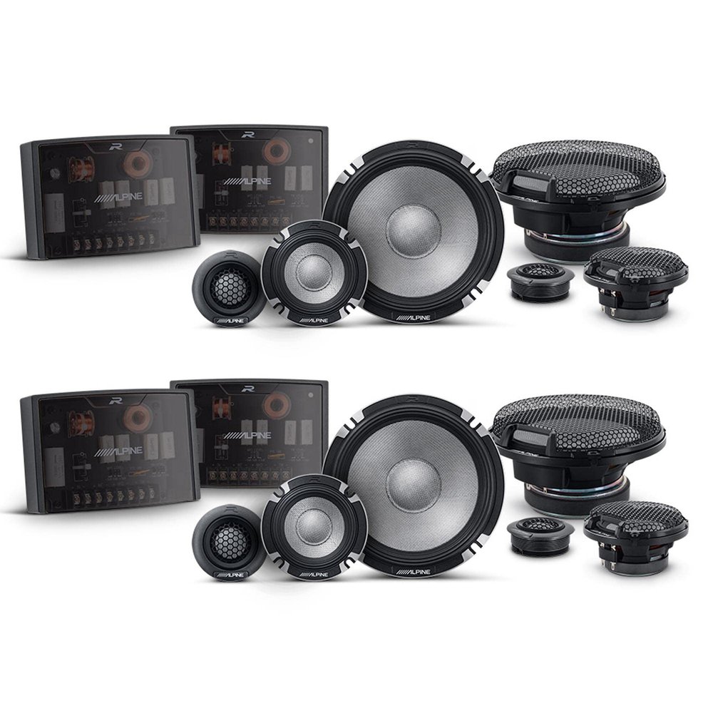 Alpine R2 Speaker Bundle - Two Pairs of R2-S653 6.5" R-Series Pro High-Resolution 3-Way Component Speakers