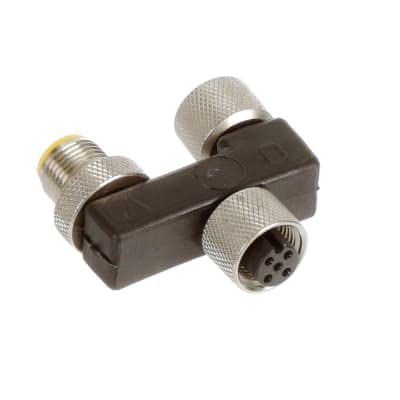 0906 UTP 101, Splitter Connector, P: Str M12 M 5p to J1 J2: Str M12 F 5p, Pi-Jki, k: 1-2, i: 1-5