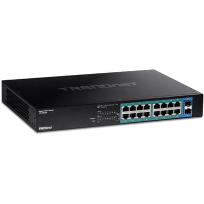 TRENDnet 18-Port Gigabit PoE+ Switch, 16 x 30W PoE+ Ports, 2 Gigabit SFP Slots, 240W PoE Budget, 36Gbps Switching Capacity, 1U 19 Rack Mountable,TPE-TG182 (Renewed)