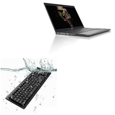 BoxWave Keyboard Compatible with Fujitsu LifeBook U9310 - AquaProof USB Keyboard, Washable Waterproof Water Resistant - Jet Black