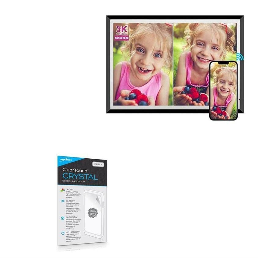 BoxWave Screen Protector Compatible with SSA Wi-Fi Digital Picture Frame ZN-DP1013 (13.5 in) - ClearTouch Crystal (2-Pack), HD Film Skin - Shields from Scratches