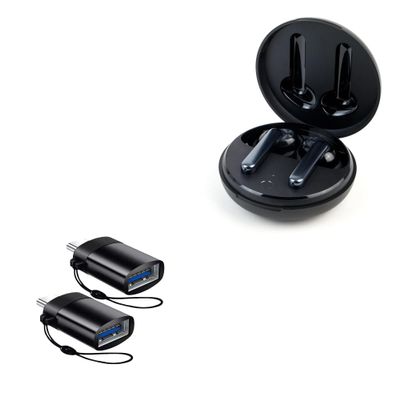 BoxWave Cable Compatible with Oppo Enco W31 - USB-C to A PortChanger (2-Pack), USB Type-C OTG USB Portable Keychain - Slate Black