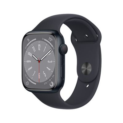 Apple Watch Series 8 [GPS, 45mm] - Midnight Aluminum Case with Midnight Sport Band, S/M (Renewed)