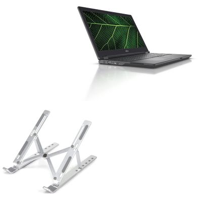 BoxWave Stand and Mount Compatible with Fujitsu LifeBook E5511 - Compact QuickSwitch Stand, Portable Multi Angle Viewing Foldable Riser - Metallic Silver