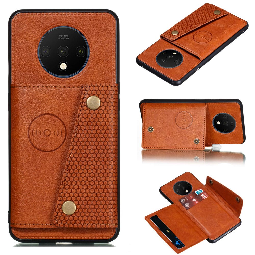 Elubugod Case for 1+ 7T Case Cover,with Card Slot Case for OnePlus 7T HD1901 HD1903 HD1900 HD1907 HD1905 Case Cover Brown