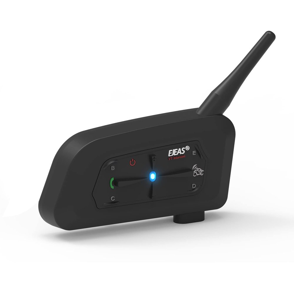 EJEAS V7 Motorcycle Helmet Bluetooth Intercom, Upgraded 2 Riders 1200M Helmet Bluetooth Headset Wireless Communication System with Noise Reduction/Auto-Answering/Waterproof/Quick Paring (1PC)