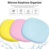 CIXVOEMK Silicone Headphone Organizer - Data Cable Storage Case - Mini Key Box - Portable Wired Headset Storage Bag (Yellow-Pink-Blue-3PCS) view 3