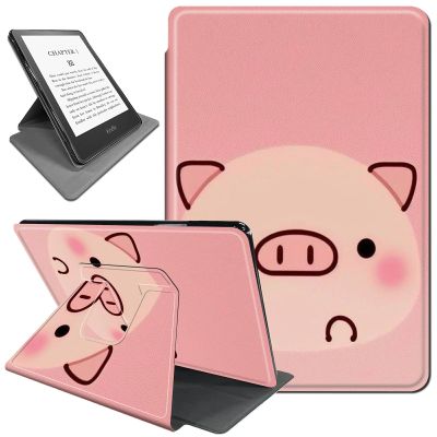 Rotating Case for 6.8" Kindle Paperwhite (11th Generation 2021) and Kindle Paperwhite Signature Edition,360 Degree Rotating Stand Fold Protective Smart Cover for Pink Pig Face