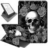 Rotating Case for 6.8" Kindle Paperwhite (11th Generation 2021) and Kindle Paperwhite Signature Edition,360 Degree Rotating Stand Fold Protective Smart Cover for Black Skull Flower view 1