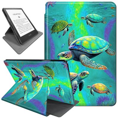 Rotating Case for 6.8" Kindle Paperwhite (11th Generation 2021) and Kindle Paperwhite Signature Edition,360 Degree Rotating Stand Fold Protective Smart Cover for Many Cute Turtle