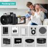 4K Digital Camera for Photography & Vlogging, 56MP YouTube Camera with WiFi, 3" 180 Flip Screen, 16X Digital Zoom, 52mm Wide Angle & Macro Lens, 32GB TF Card, 2 Batteries  Black view 2
