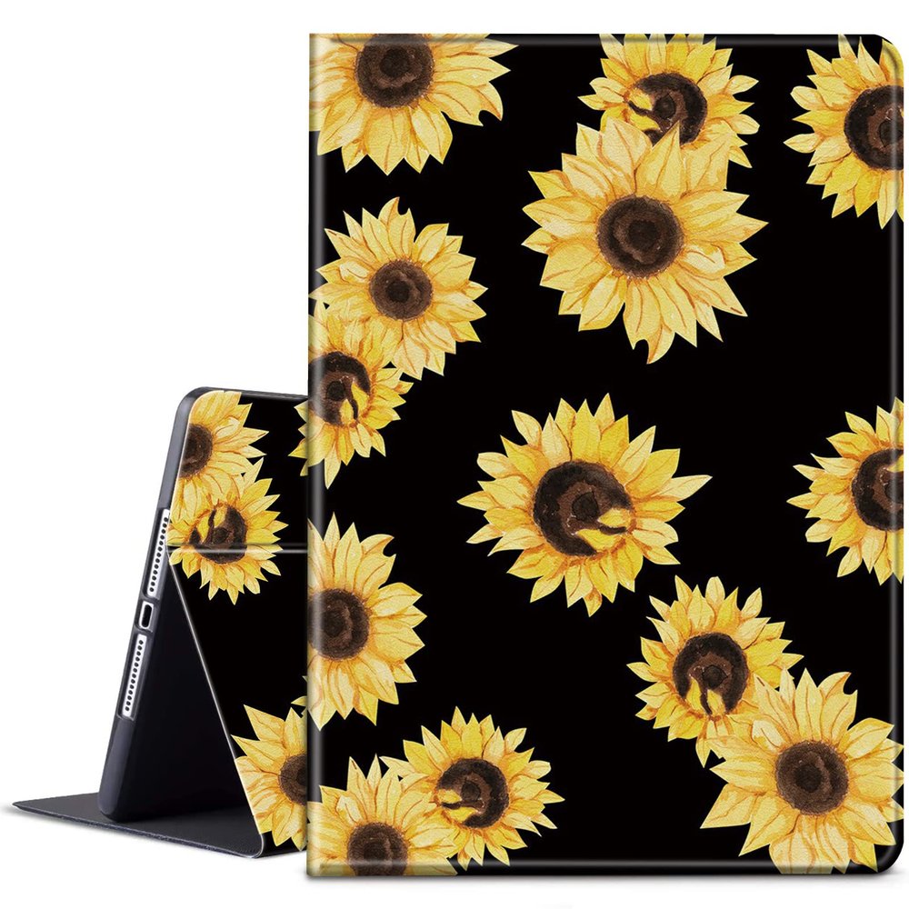 BPQOJB for Kindle 2022 Case 11th Generation 6.0 inch 2022 Release with Adjustable Stand & Auto Wake/Sleep Smart Protect Cover Case - Yellow Sunflowers Black