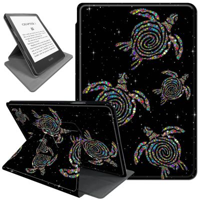 AIRWEE Kindle Paperwhite Case, 360 Rotating Stand, Lightweight, Auto Sleep/Wake Smart Cover for Kindle Paperwhite, Signature Edition, Colorful Turtle