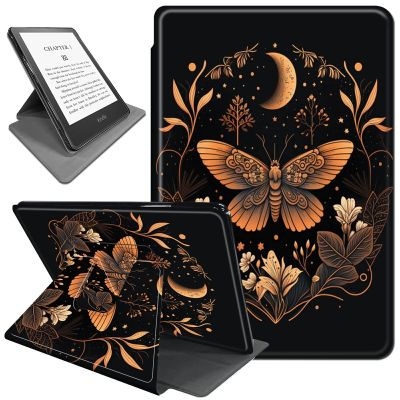 Rotating Case for 6.8" Kindle Paperwhite (11th Generation 2021) and Kindle Paperwhite Signature Edition,360 Degree Rotating Stand Fold Protective Smart Cover for Butterfly and Gold Moon