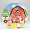 KONPON Farm Round Backdrop 6x6ft Red Barn Background for Birthday Party Decoration Baby Shower Cake Table Banner Round Props HP-492 view 2