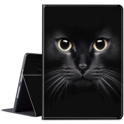 BPQOJB for Kindle Fire 7 Tablet Case 12th Generation 7 inch 2022 Release with Adjustable Stand & Auto Wake/Sleep Feature Smart Protect Cover Case - Black Cat