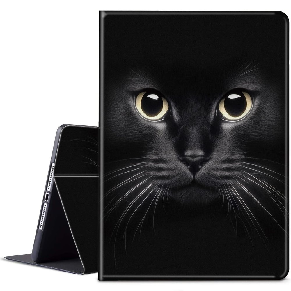 BPQOJB for Kindle Fire 7 Tablet Case 12th Generation 7 inch 2022 Release with Adjustable Stand & Auto Wake/Sleep Feature Smart Protect Cover Case - Black Cat