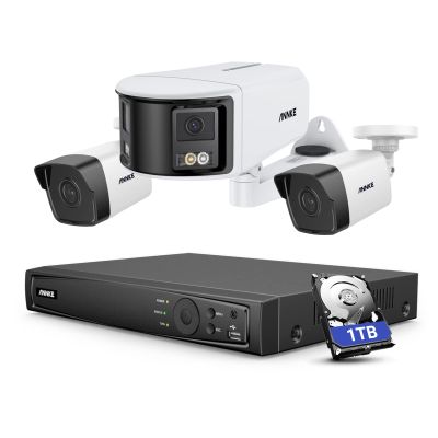ANNKE 8CH 4K NVR PoE Security Camera System Outdoor with 1TB HDD, 1x 6MP Dual-Lens 180IP Camera and 2X 5MP C500 RTSP Cameras with Smart Motion Detection, Remote Access