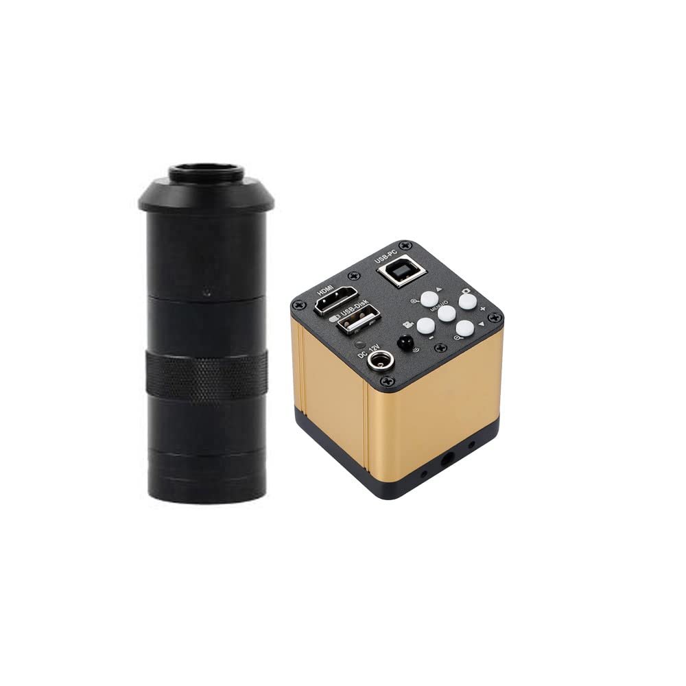 1080P HDMI USB Industrial Microscope Camera with U Disk Video Recorder, 100X C-Mount Lens for Welding Repair