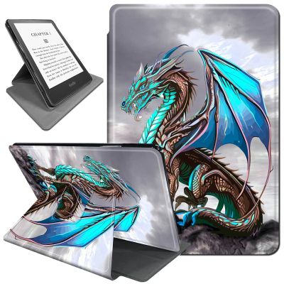 AIRWEE Kindle Paperwhite Case, 360 Rotating Stand, Lightweight, Auto Sleep/Wake Smart Cover for Kindle Paperwhite, Cool Blue Dragon